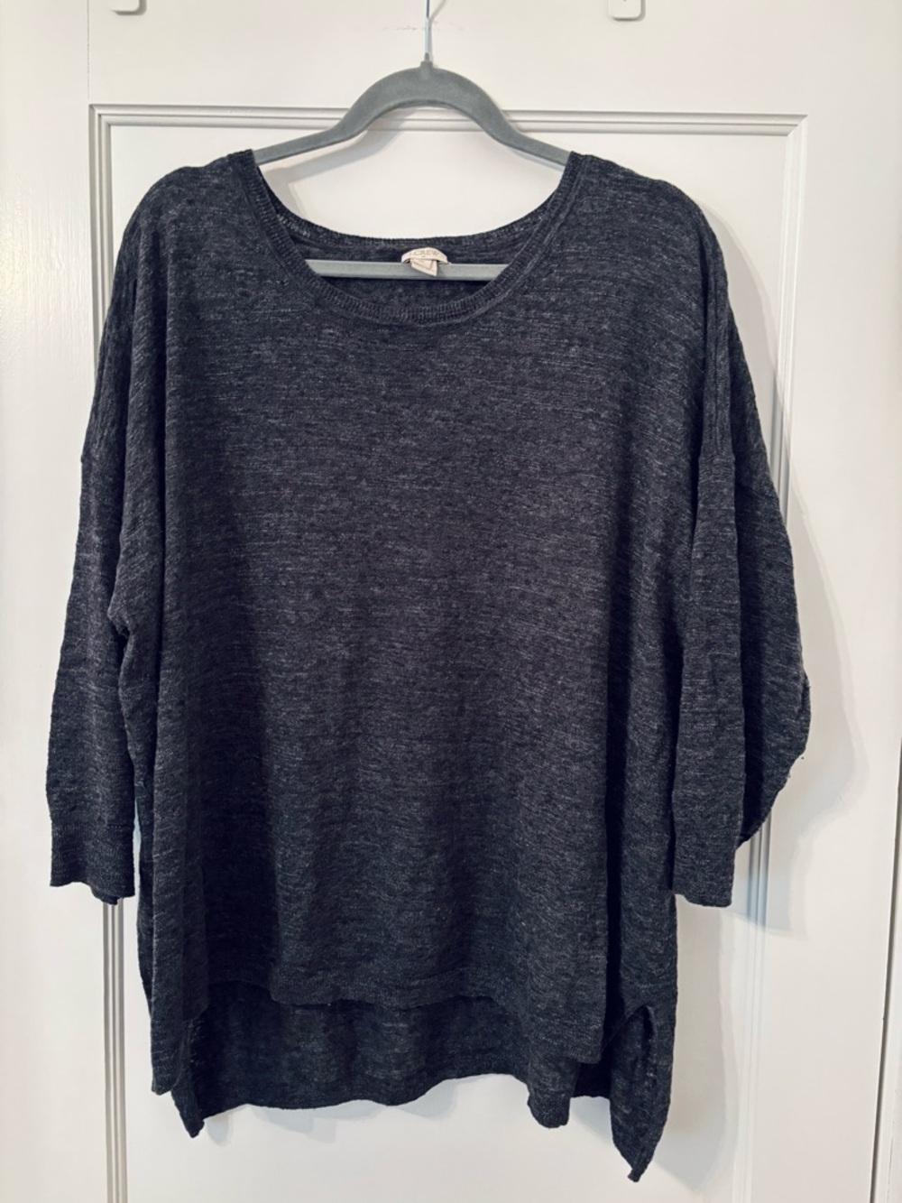 J. Crew Factory Charcoal Gray Scoop Neck Pullover Sweater